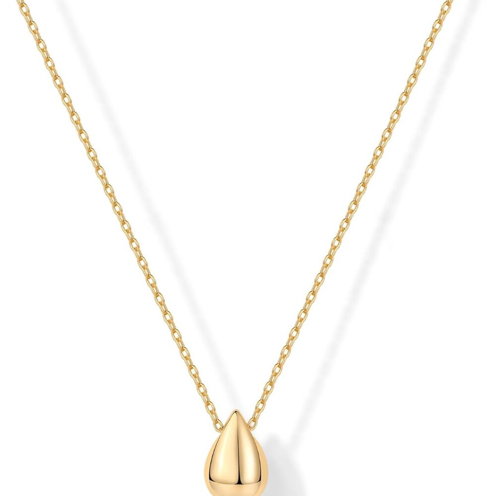 14K Gold Plated Dainty Pear Pendant Necklace for Women | Tear Pendant Necklaces